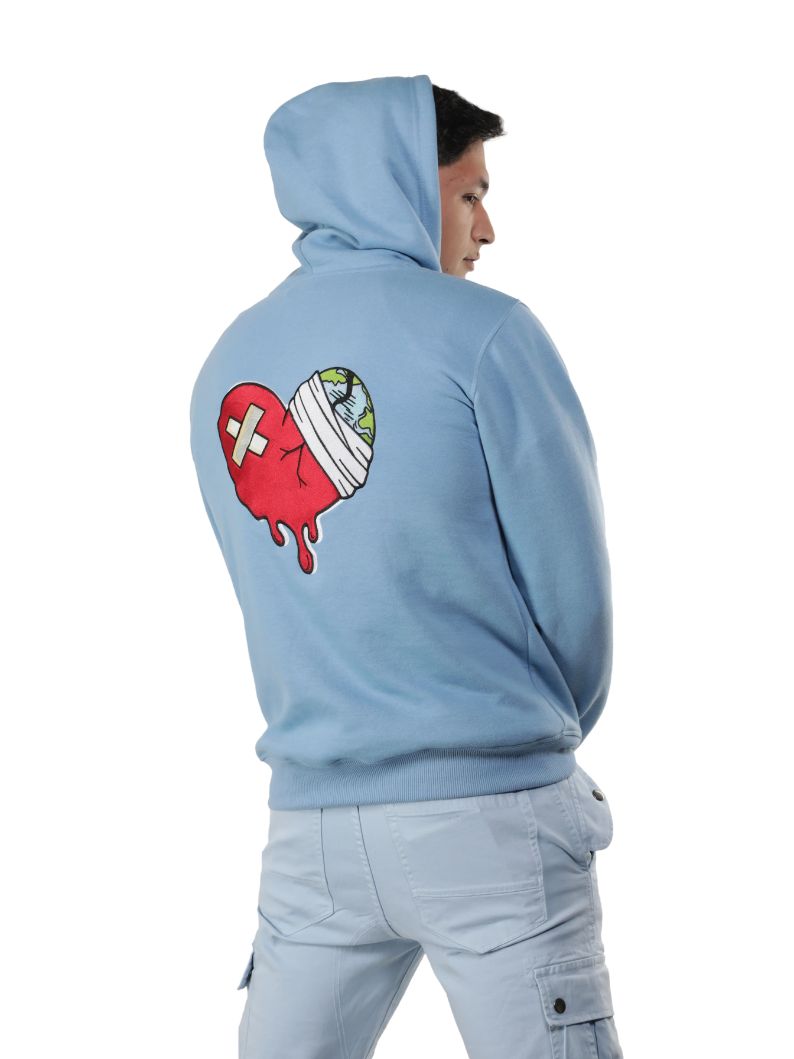 EMBROIDERED HEARTLESS PULLOVER HOODIE