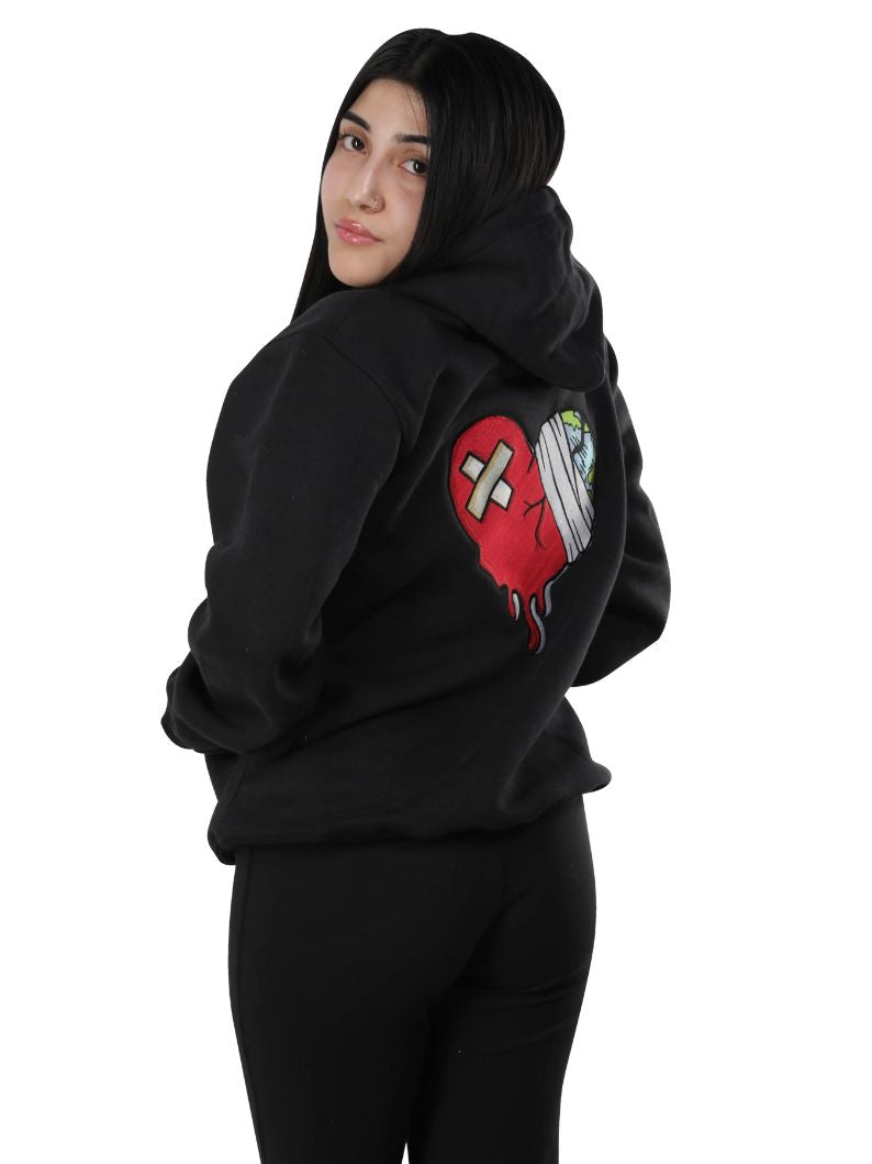 EMBROIDERED HEARTLESS PULLOVER HOODIE