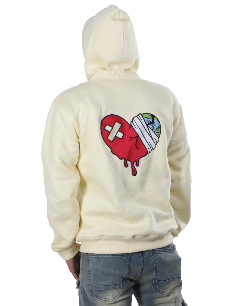 EMBROIDERED HEARTLESS PULLOVER HOODIE